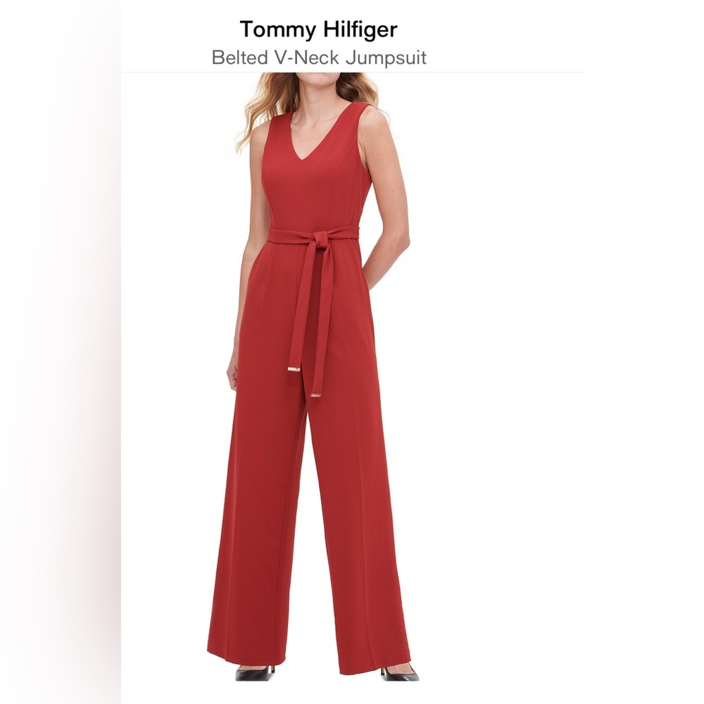 NWT Tommy Hilfiger Stylish Red Jumpsuit Size 16